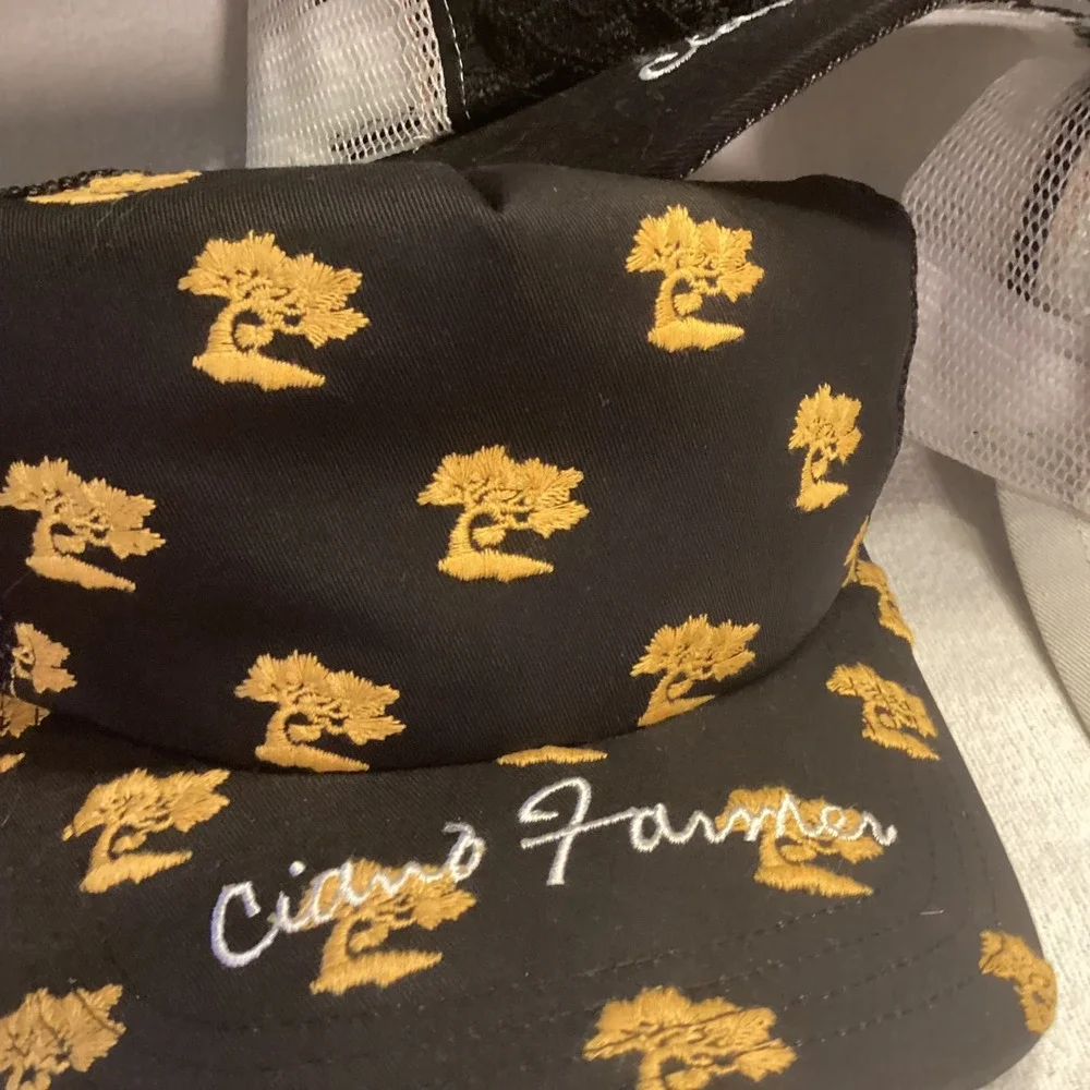 Ciano Farmer Embroidered Trucker Hat Men Snapback Mesh Cap Bonsai Japanese Art
